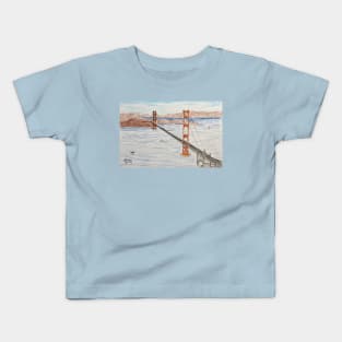 Golden Gate Bridge spanning across the bay Kids T-Shirt